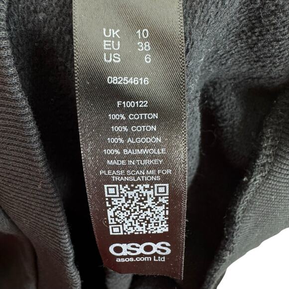 Asos Black Gold Embroidered London England Crew Neck Long Sleeve Sweatshirt Sz 6 - Picture 6 of 6